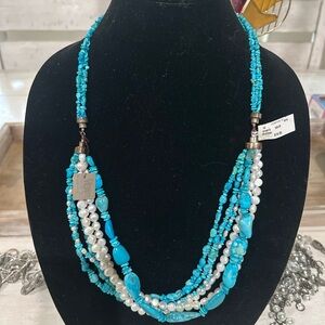 Turquoise and White Multi-Strand Necklace